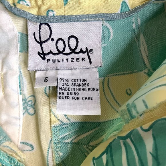 Lilly Pulitzer yellow pants with blue fish size 6 vintage - Picture 4 of 4